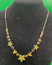 Pilgrim Danish Design 17" Flower Leaf Necklace Green Red Crystal