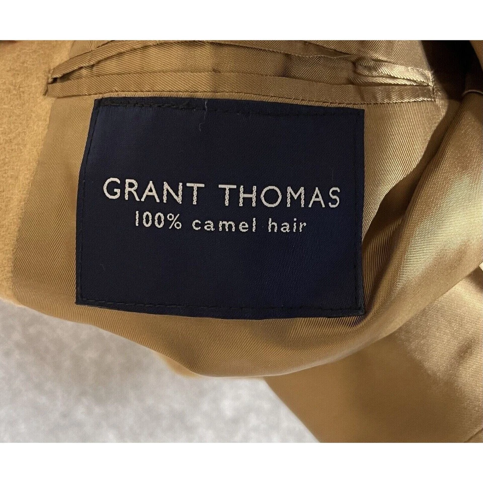 Lord & Taylor Grant Thomas Camel Hair Blazer Suit Coat Mens Size 44 Long Tan - Image 4 of 4