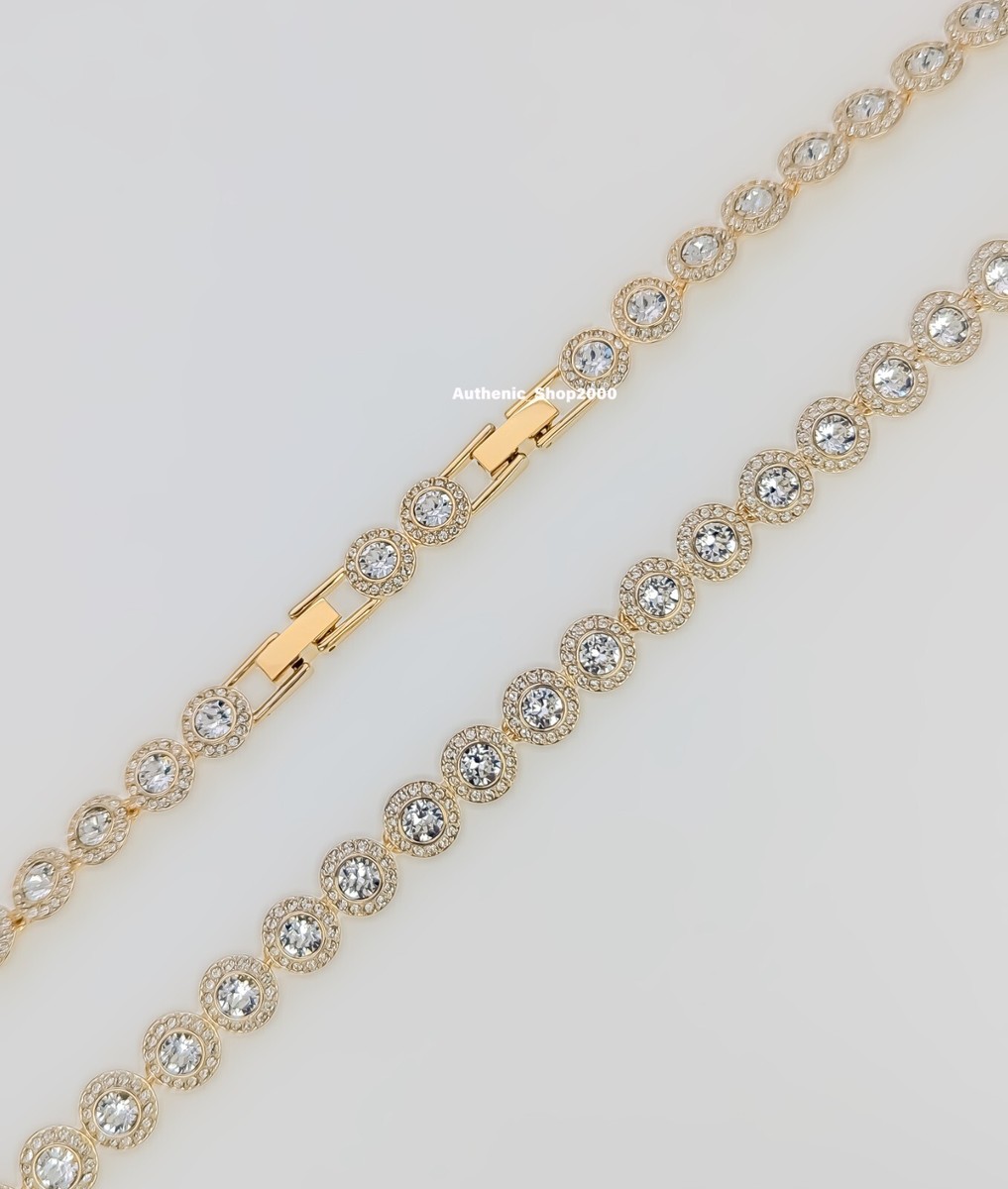 ★SWAROVSKI★ Una Angelic Tennis Gold Tone Necklace 5720505 Swarovski Una Angelic Round Cut Gold Tone Plated Tennis