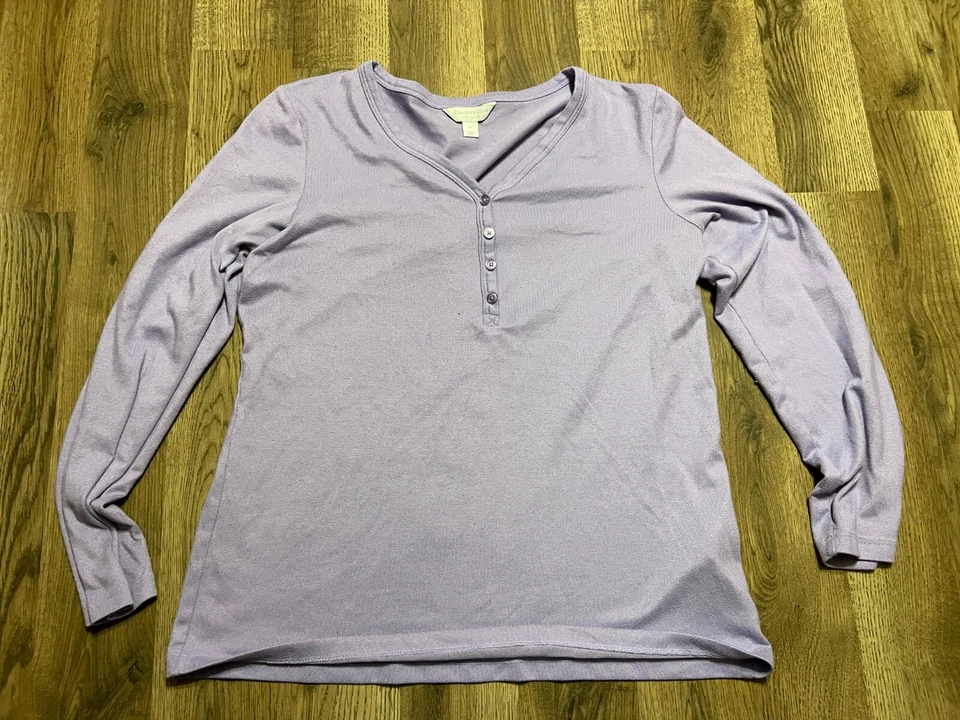 Conjunto de pijama Charter Club, para mujer mediano, blanco púrpura floral manga larga y pantalones Foto 2 de 4