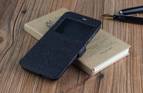 FUNDA CARCASA LIBRO VENTANA ACER LIQUID Z410 TACTO MADERA CON VENTANILLA - Picture 4 of 6