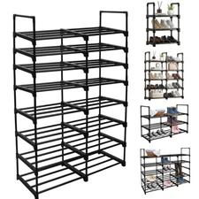 3/5/8-Tier Metal Shoe Rack Shelf Adjustable Entryway Stackable Storage Organizer