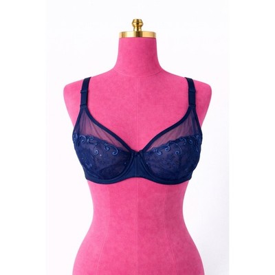 Simone Perele Full Cup Underwire Lace Bra Teal Blue 34F $140