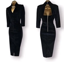 Karen Millen BNWT Black High Neck Velvet Cutout Back Forever Occasion Dress UK 8