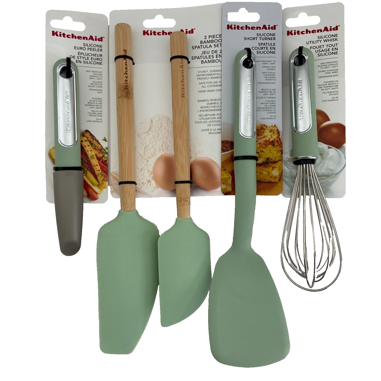 New KitchenAid Mint Pistachio HPIA 5 Soft Silicone Spatula Peeler Whisk Lifter