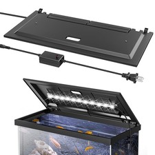 LED Aquarium Hood, White Lights, Fits 24" Framed Aquariums, Black  Adjustabl...