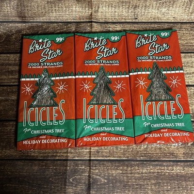 Lot of 3 Vtg Style Brite Star 18  Icicles Christmas Tree 2000 Strand Tinsel USA
