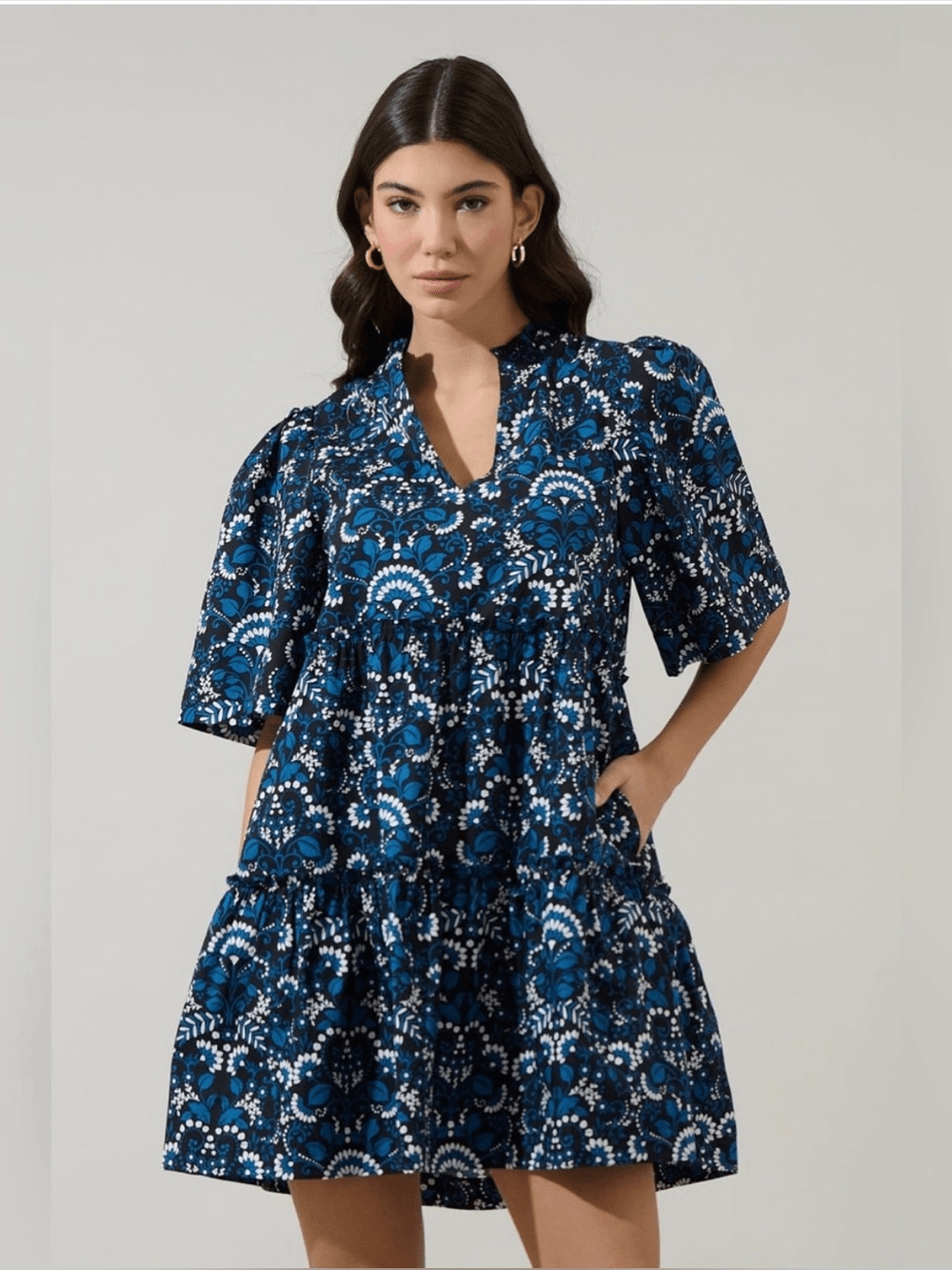 Sugarlips Curve Etta Floral Dixie Split Neck Shift Dress NWT Size 3X Cotton