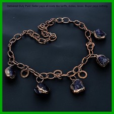 Copper African Amethyst Rough Stone Chain Engagement Electroformed New Necklace