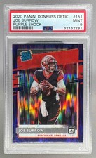 2020 Panini Donruss Optic 151 Joe Burrow RC Rated Rookie Purple Shock PSA 9