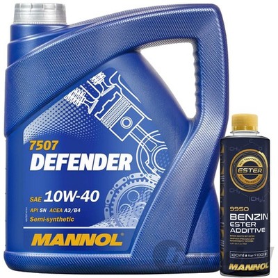 5L MANNOL DEFENDER 10W40 ÖL MOTORÖL+BENZIN PFLEGE ZUSATZ KRAFTSTOFF ADDITIV