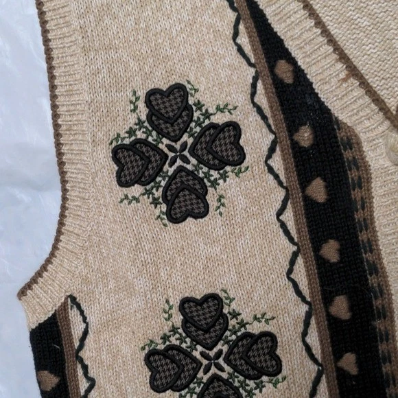 Christopher & Banks De Colección Cottagecore Grannycore Tejido Suéter Chaleco Corazones Talla XL Foto 2 de 4