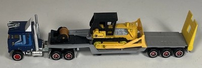 Majorette Super Movers 602 HO Semi Car Bulldozer Transporter Lowboy Trailer
