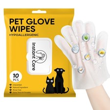Pet Glove Wipes for Dogs Cats - Unscent Dog Washing Waterless 10 PCS
