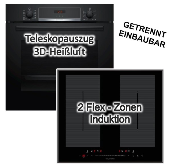 Herdset Bosch Backofen Teleskopfauszug + Induktionskochfeld 60Cm 4X Powerboost-image