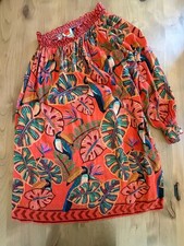 Farm Rio for Anthropologie Tropical Toucan Print Off-Shoulder Dress Size M