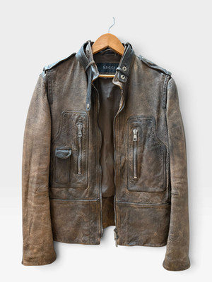 Gucci SS2011 Frida Giannini Embroidered Back Leather Jacket IT 52 Runway Brown