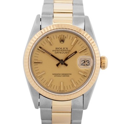 Rolex DateJust 31mm Midsize Two-Tone CHAMPAGNE 14K Yellow Gold Fluted 68273