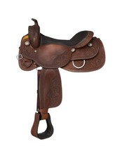 Silver Royal Western Saddle Skidmore Reiner Leather Floral Brown SR193