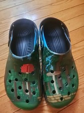 Unisex Crocs Minecraft Classic Clog Men's Sz 9 W 11 Green Multicolored EUC