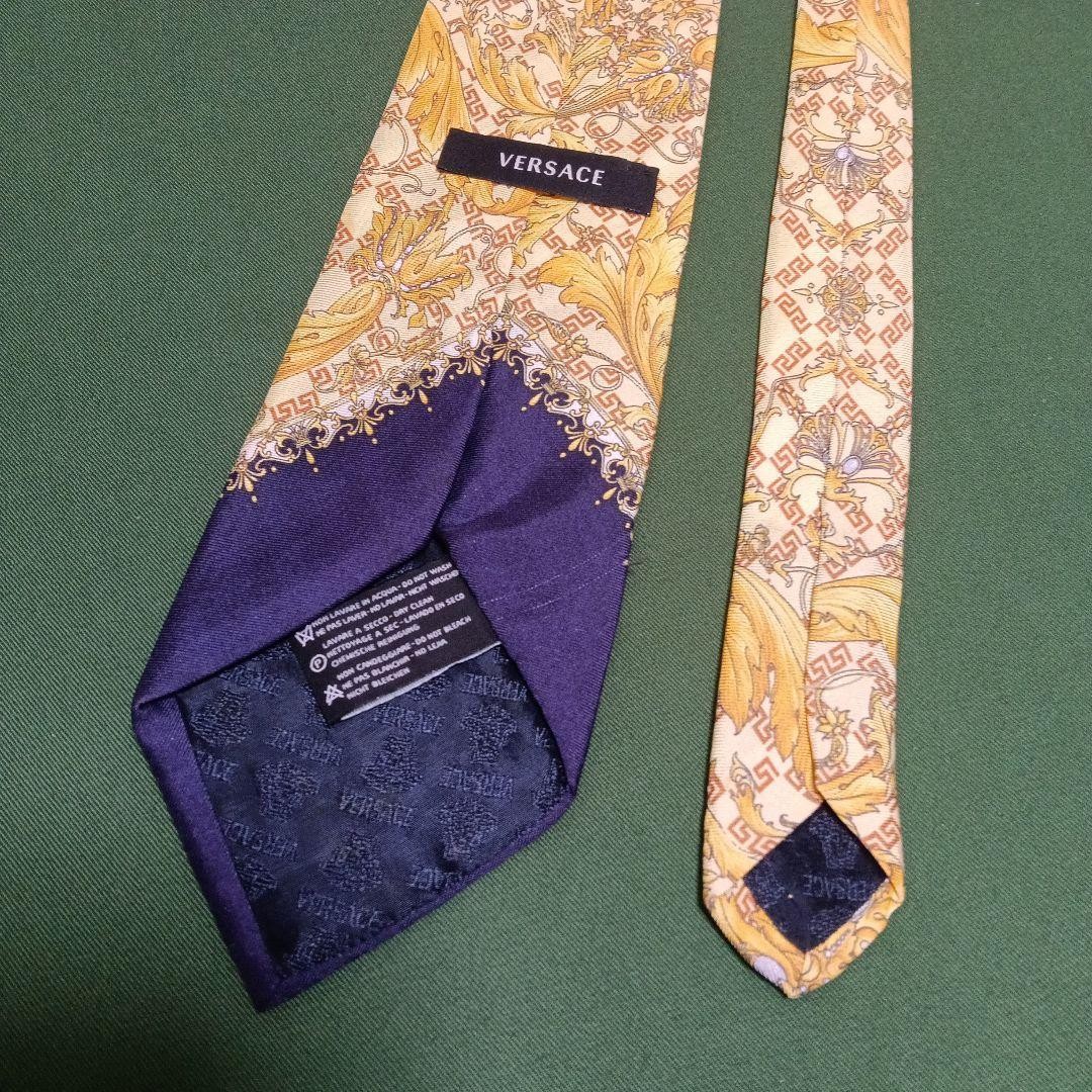 Auth Versace Tie Allover Pattern Yellow Mens Neck… - image 2