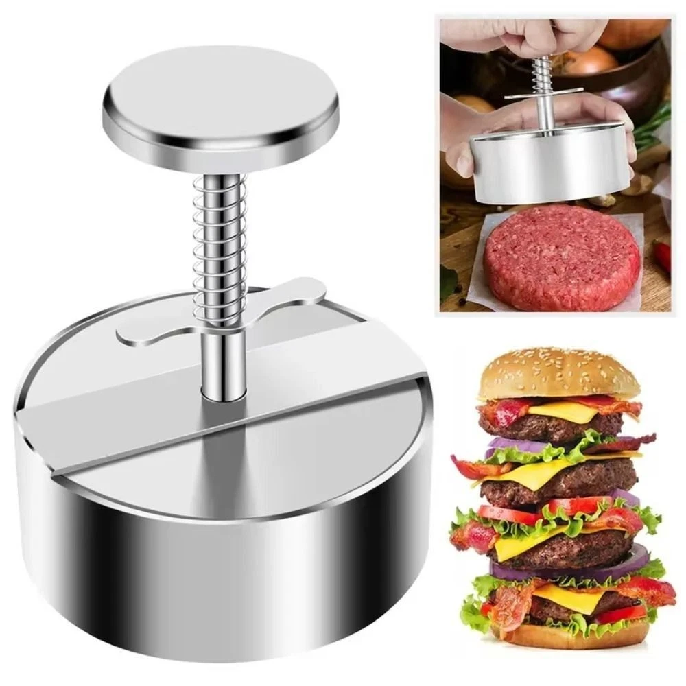 Molde de prensa de hamburguesas ajustado de acero inoxidable antiadherente herramienta para hacer hamburguesas