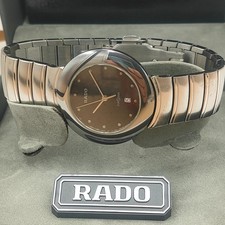 Rado DiaStar W409 Ladies Quartz Watch Black Dial Steel Bracelet Untested As-Is