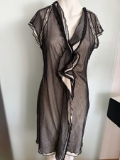 Marc Cain Kleid Netz Spitze Rüschen Gr 38 M N3