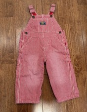 OshKosh Bgosh Red Stripe Denim Overalls Vestbak Railroad Stripe 18 Months