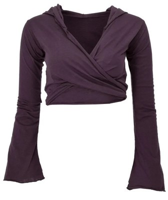 Guru-Shop Langarmshirt Damen Wickeltop, Yogatop, Langarmshirt mit