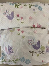 Pottery Barn Kids Twin Flat  Fitted Sheets Birds Flowers on Polkadots Colorful
