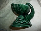 Vintage Hull 810 USA Pottery Fish Shell Vessel Vase EBB Tide Green