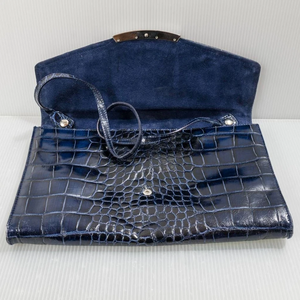Bolso de Mano Convertible FURLA Azul Cocodrilo Caimán Cuero Repujado Foto 2 de 4