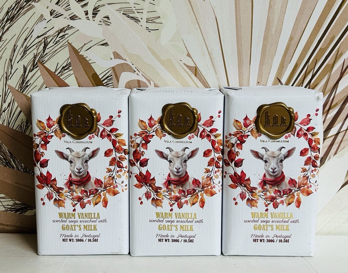 3-Pack Vila Cardillium ~ Warm Vanilla Scented Bar Soap with Goat's