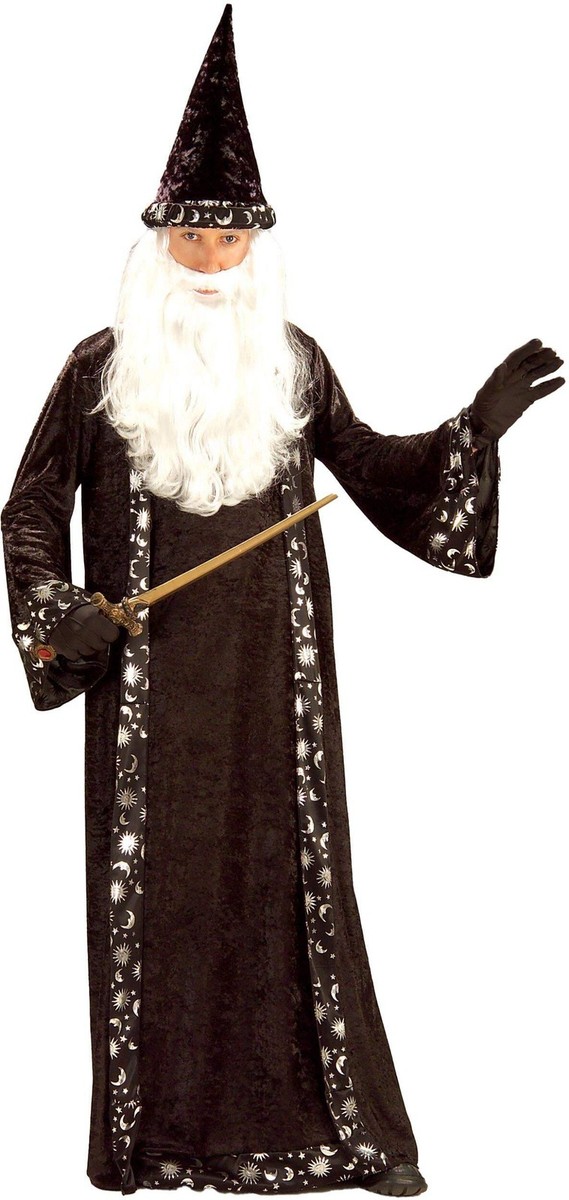 Forum Novelties Wizard Costume For Kids – Black Robe With Silver Stars, Medium Size, Dress-Up Fun