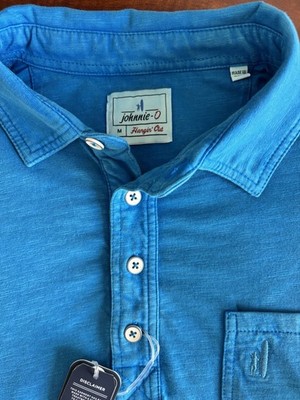 johnnie-O Hangin' Out Men's Blue Solid Stretch Cotton Polo Shirt M Medium NWT
