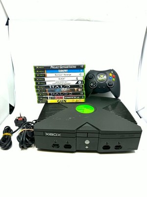 Original Xbox Konsole Bundle 10 Spiele Controller AV Kabel getestet funktioniert PAL