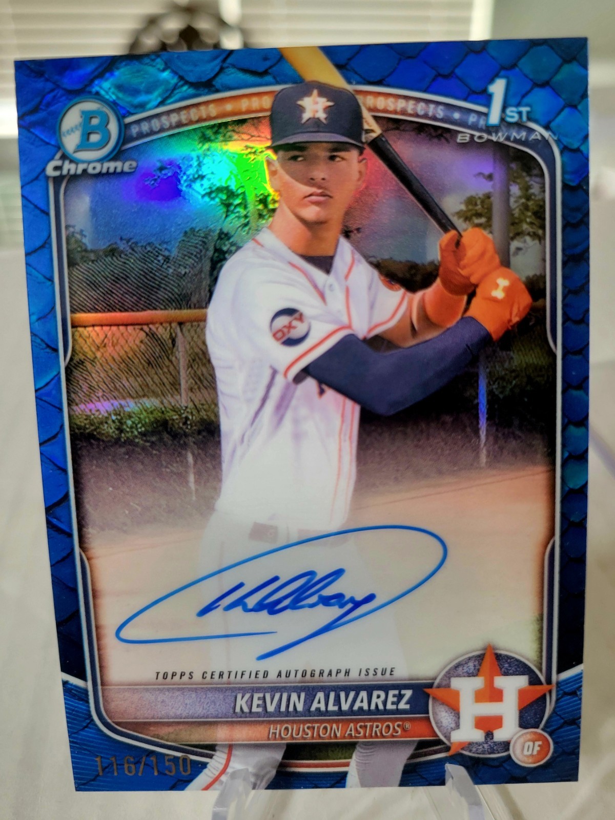 2025 Bowman Chrome Kevin Alvarez 1st Bowman Blue Reptilian Auto /150