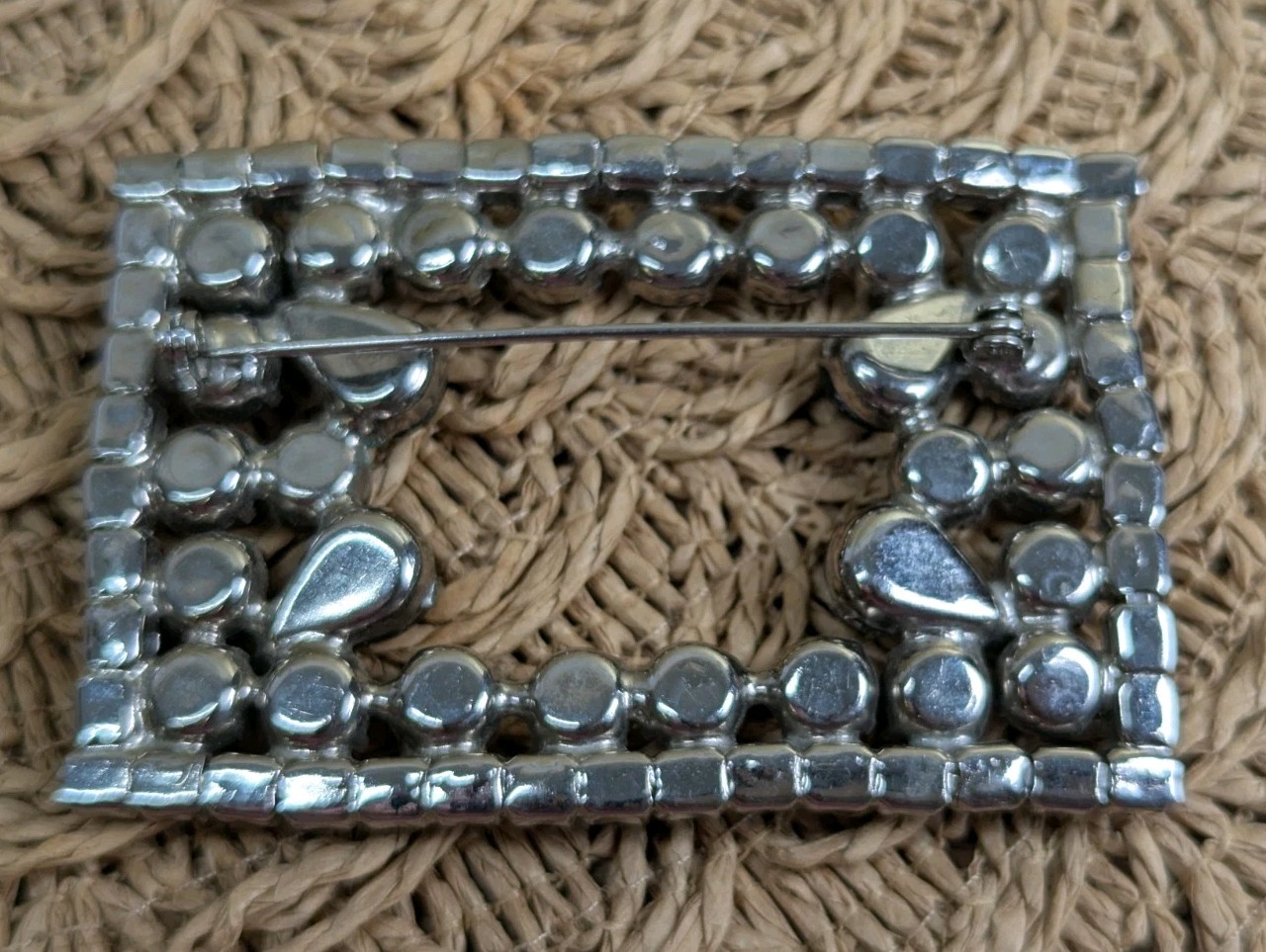 Vintage Art Deco Large Rectangular Light Blue & G… - image 6