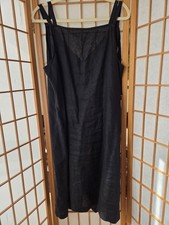 NEW DKNY PURE 100 BLACK LINEN KNEE LENGTH SHOULDER STRAPS SUMMER DRESS LARGE