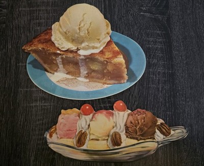 Vintage 1950s Ice Cream Die Cut Window Display Soda Fountain Decor Advertising