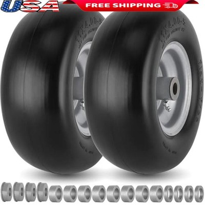 Flat Free Lawn Mower Tires 11x4.00-5 Solid Smooth Tread Zero Turn Mowers New