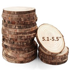 20Pcs Large Unfinished Wood Slices for Centerpieces,5.1-5.5 Inches Wood Cente...