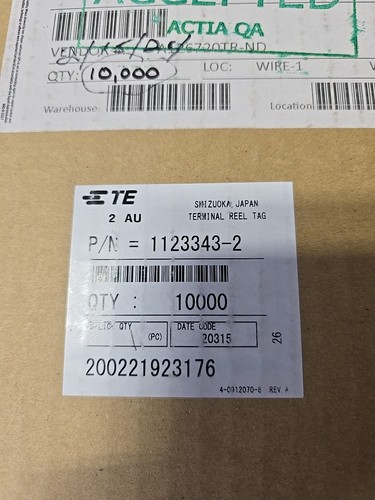 TE Connectivity 1123343-2 NEW Reel 10,000 Pcs Gold Plate Terminals Automotive - Picture 2 of 6