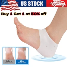 2 Pcs Silicone Gel Elastic Heel Socks Cracked Foot Moisturizing Skin Care US