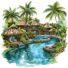 Wall Decal Sticker Tropical Summer Beach Wall Sticker 18X18cm Large