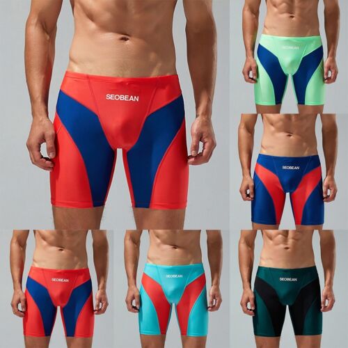 Mens Swimwear Tights Trunks Underwear Boxer Briefs Long Leg Plus Size Swim - Picture 1 of 32