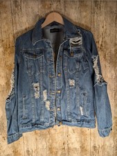 Vintage I Saw It First Very Distracted Blue Denim Jacket Size 10 Uk