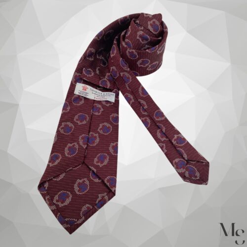 TURNBULL & ASSER Burgundy Paisley Silk Tie Hand Made In England 58”- 3.75" EX CD - Picture 2 of 5