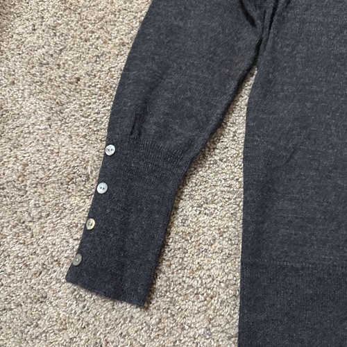 Fenn Wright Mason 100% Wolle Pullover Damen große Pulli Knöpfe grau Luxus - Bild 2 von 9